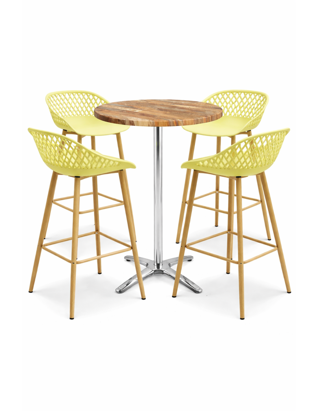 CONJUNTO MESA ALTA Y TABURETES STRAUSS