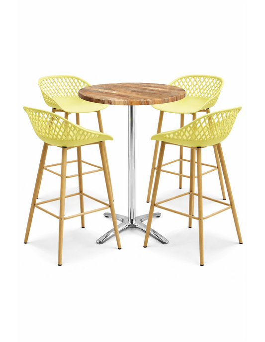 CONJUNTO MESA ALTA Y TABURETES STRAUSS