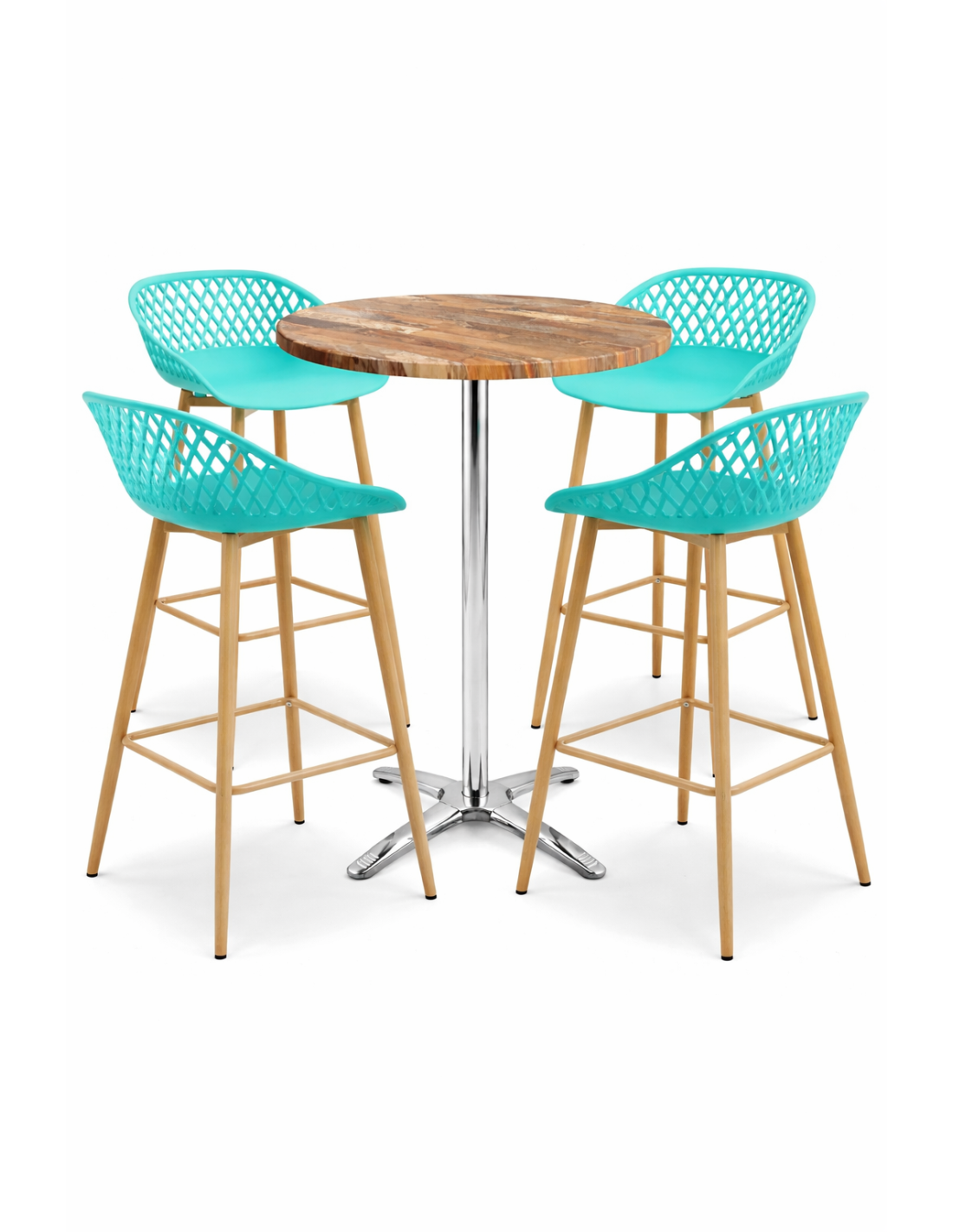 CONJUNTO MESA ALTA Y TABURETES STRAUSS