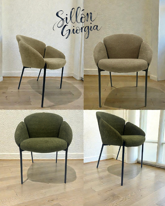 SILLON GIORGIA TAPIZADO CHENILLA VERDE O BEIG