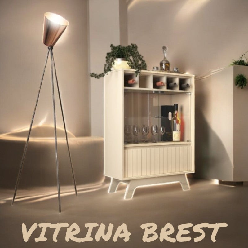 Vitrina BREST, cristal, blanco roto